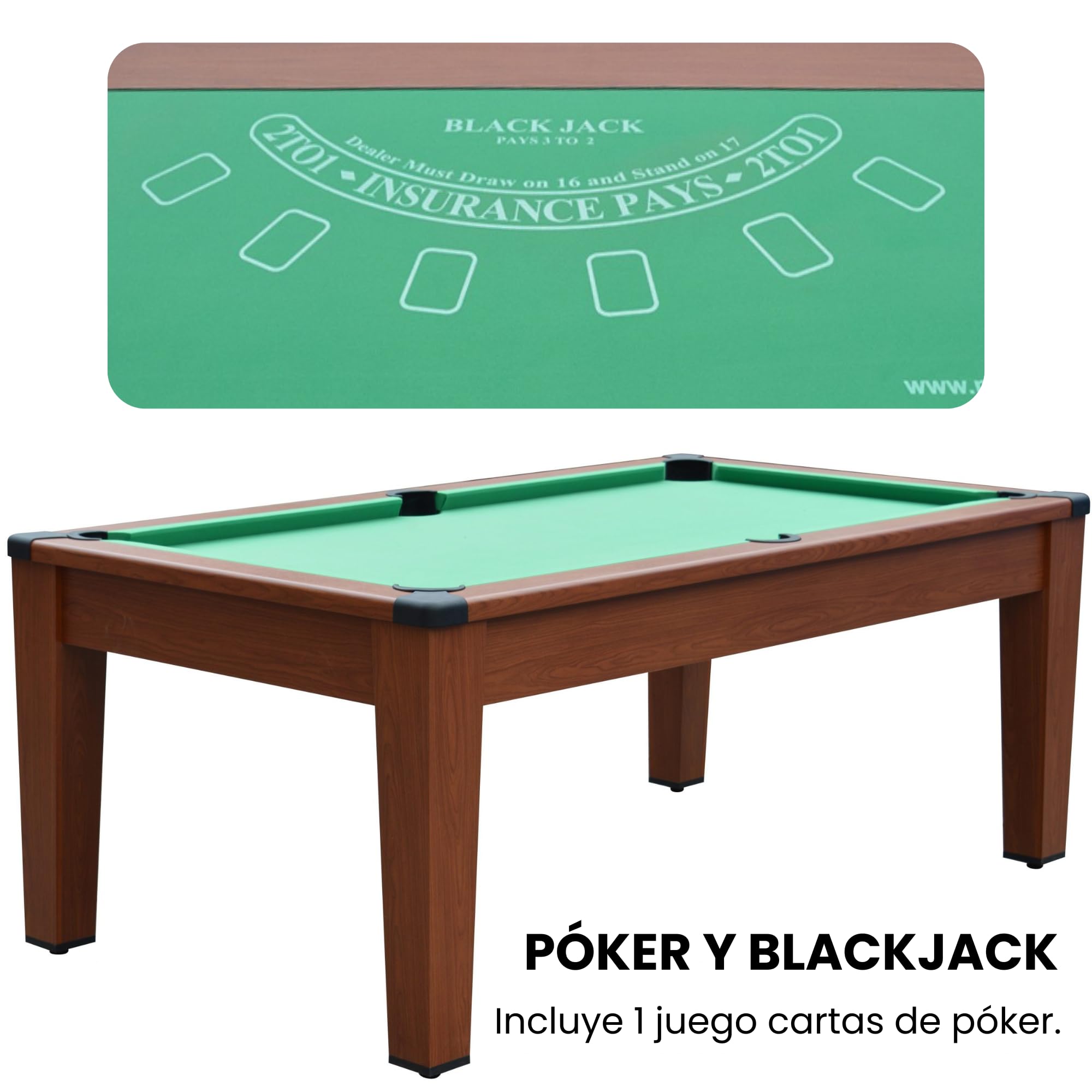 DEVESSPORT Mesa Multijuego 5 en 1 Billar Ping-Pong Air Hockey Póker Mesa de Comedor