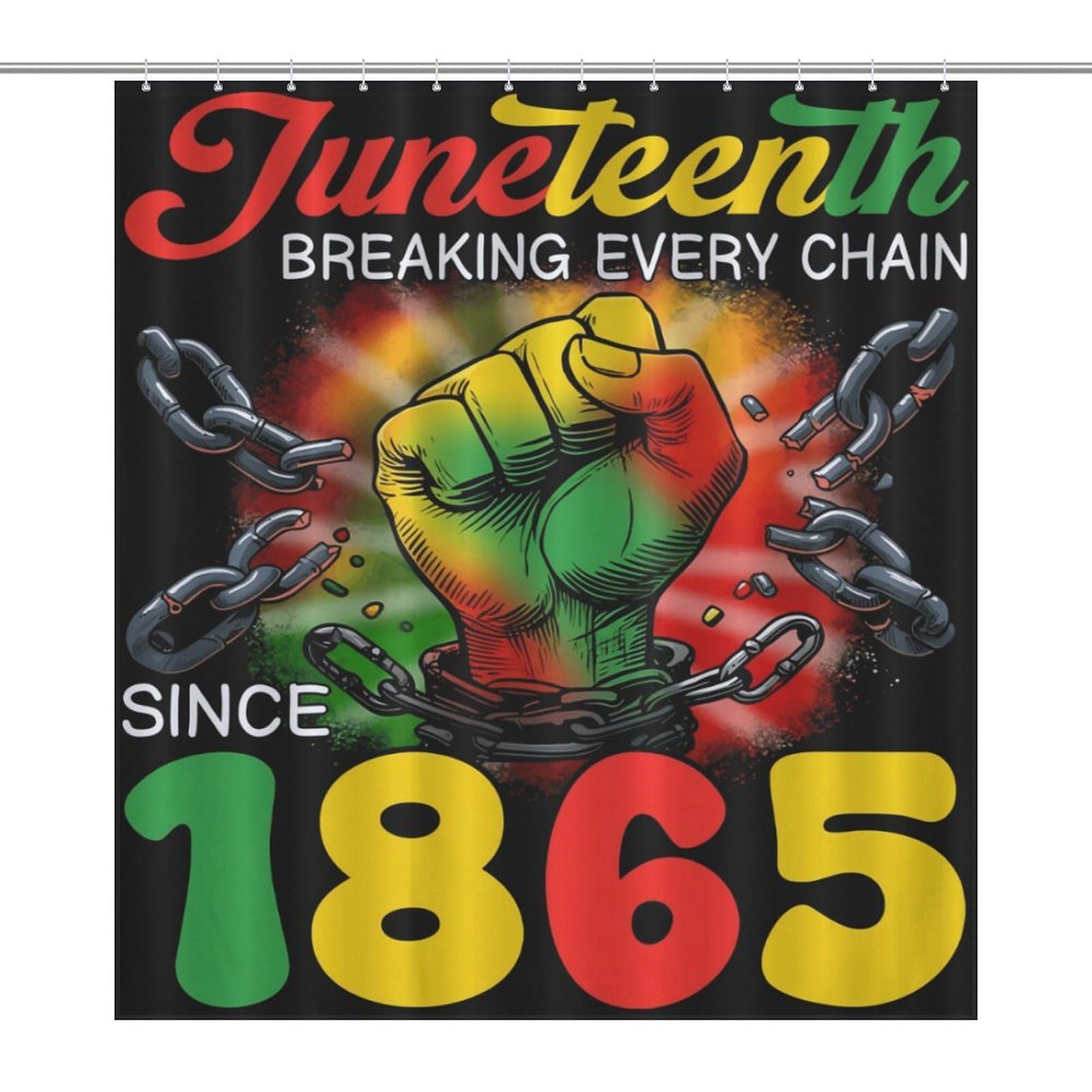 Oudrspo Juneteenth Breaking Every Chain Since 1865 Shower Curtain Modern Bath Curtain Bathroom Decor Set with 12 Hooks 60 X 72 Inch