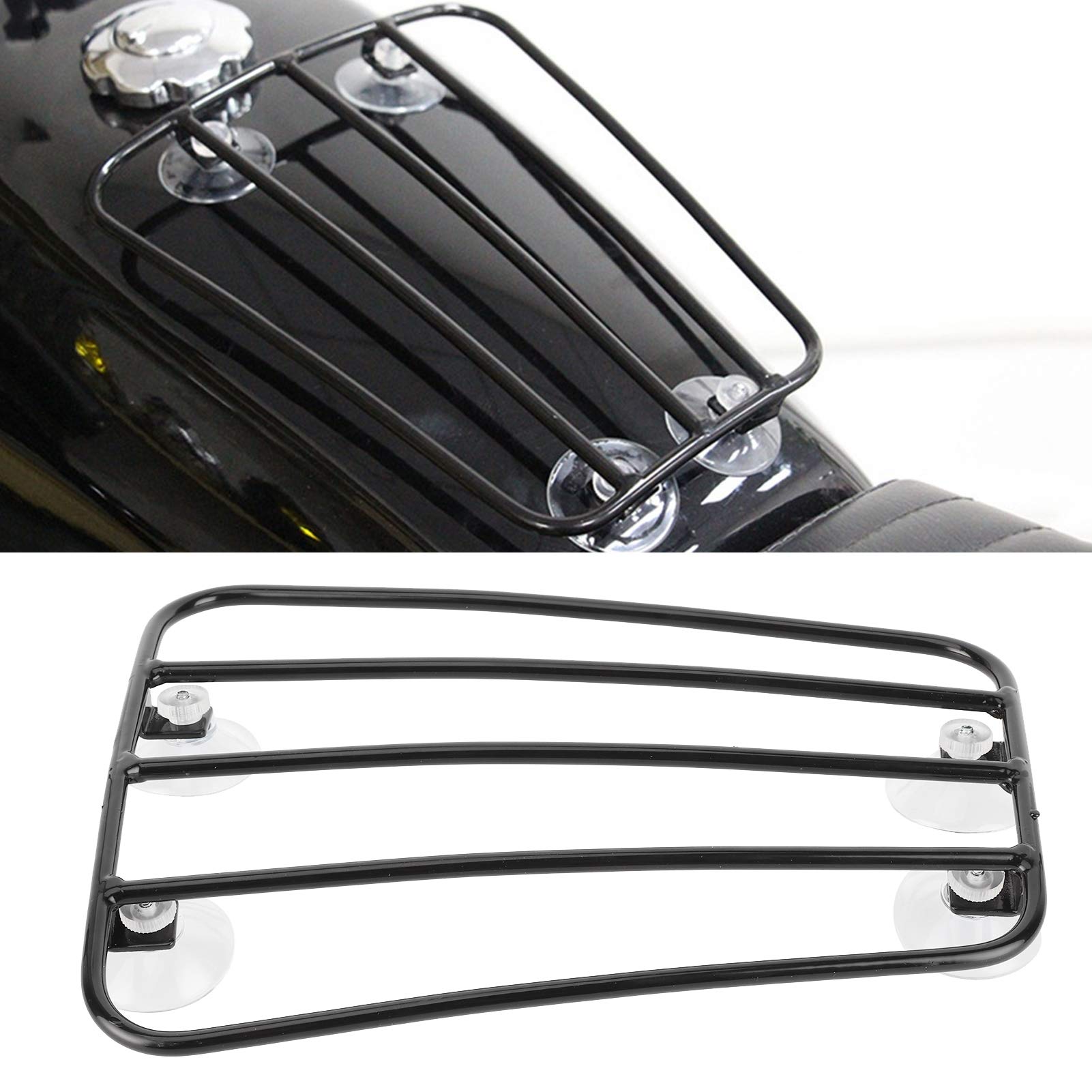 Motorrad Gepäckträger vorne, Motorrad Kraftstofftank Gepäckträger Gepäckträger Universal Retro Style Gepäckträgerhalterung(A (schwarz))