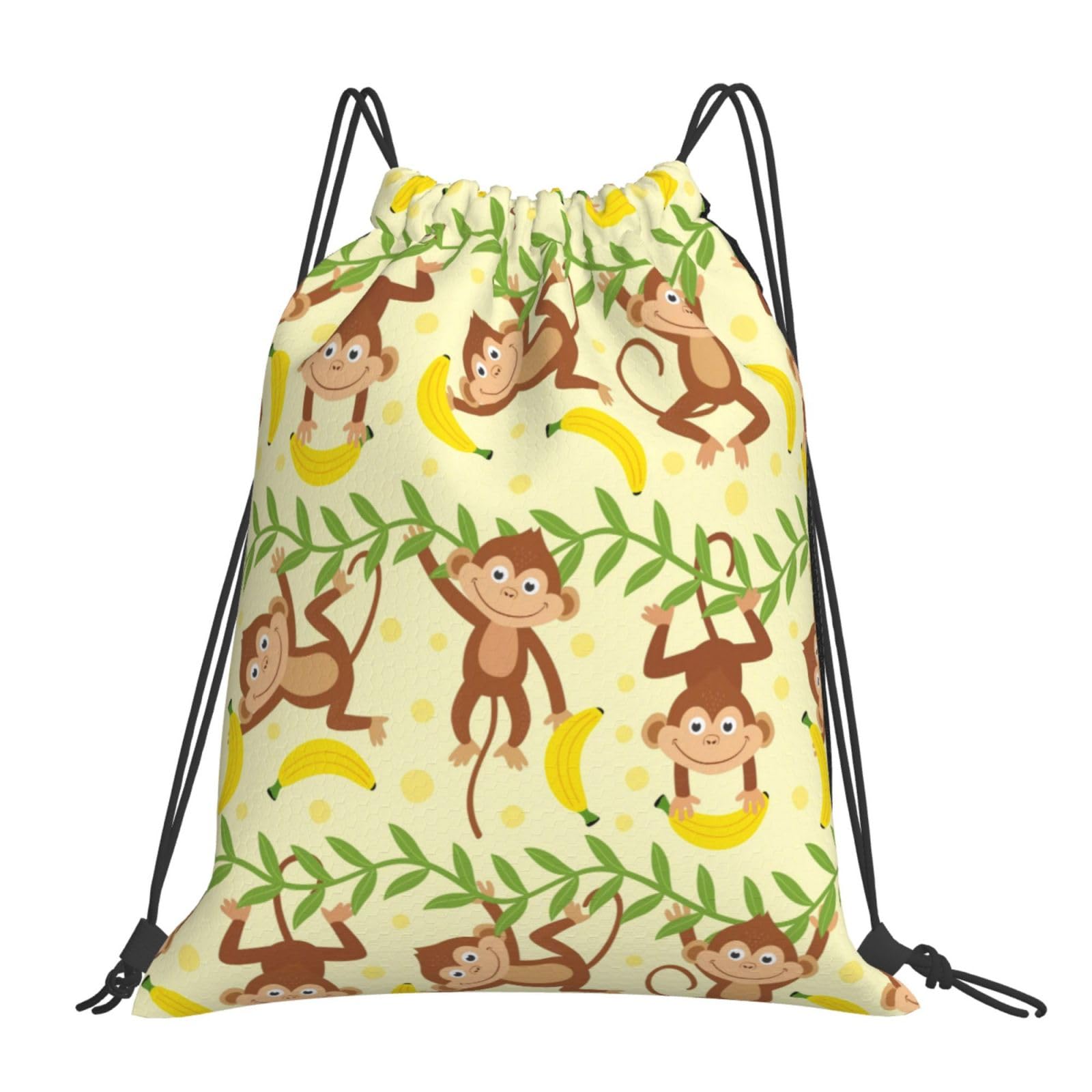 Rqzwdq Monkey Tropical Banana Palm Trees Drawstring Bag Backpack Gym Bags Sports Sack Shopping Yoga Travel String Daypacks For Men Women Adult