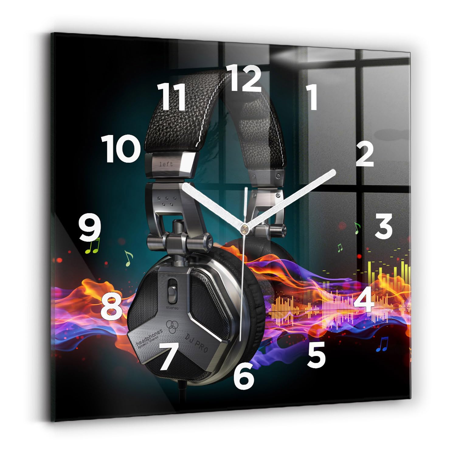 Horloge murale moderne Wallfluent 30x30 cm pour sublimer votre studio de musique ou votre salon