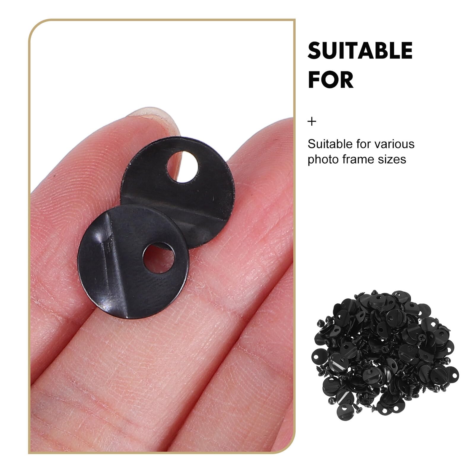 Baluue 200 set Clip Fermo Cornice Foto in Ferro Nero con Viti Fermagli Girevoli per Supporto e Fissaggio Pannelli Posteriori Accessori Versatili per Appendere Quadri e Progetti Artistici