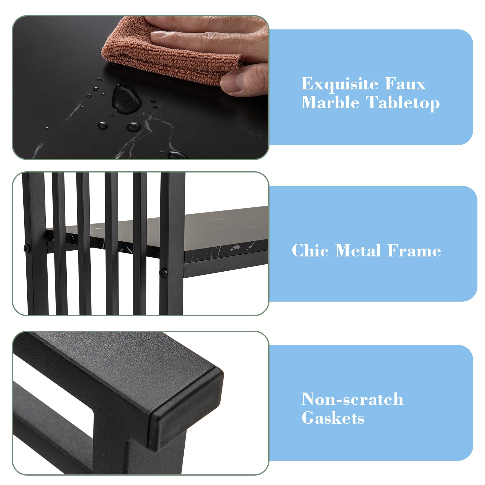 LIFEZEAL Table Console, Table d’Entrée à 2 Niveaux, Bout de Canapé en Faux Marbre, Cadre Métallique, pour Salon, Entrée, Couloir, Doré, 120 x 30 x 93 cm (Noir)