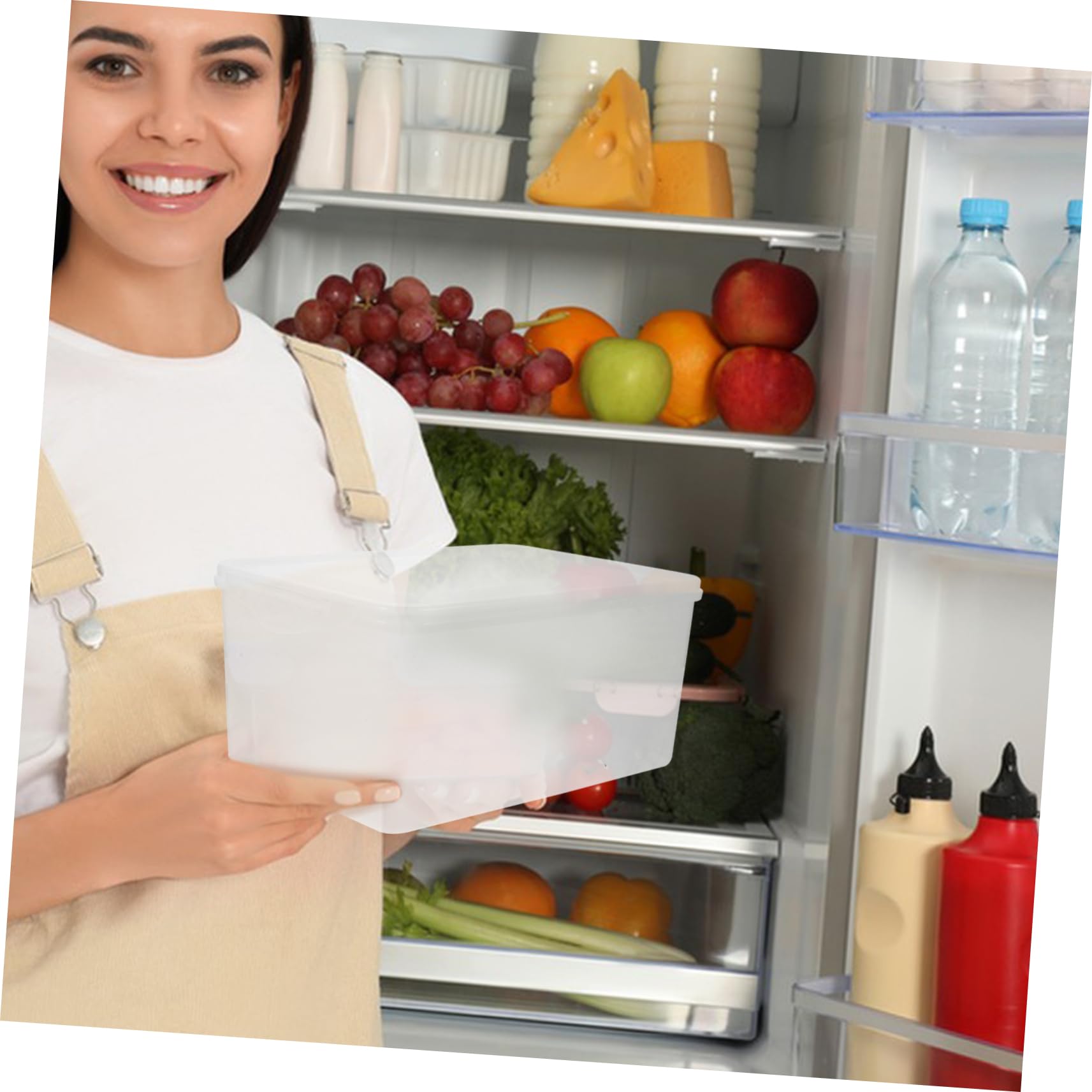 MAGICLULU Contenitore Alimentare Rettangolare 4 Pezzi Pp 5, 2l Bianco | Chiusura Ermetica e Anti-perdita, Impilabile e Riutilizzabile, per Cucina e Picnic