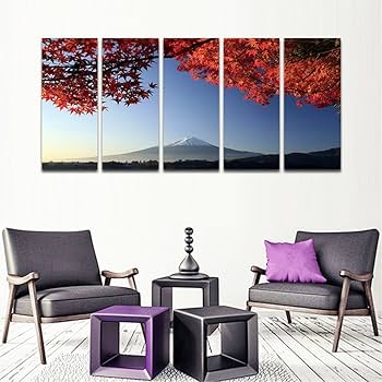 Amazon.co.jp: CyiohArt - 5パネル アートパネル 「秋の富士山