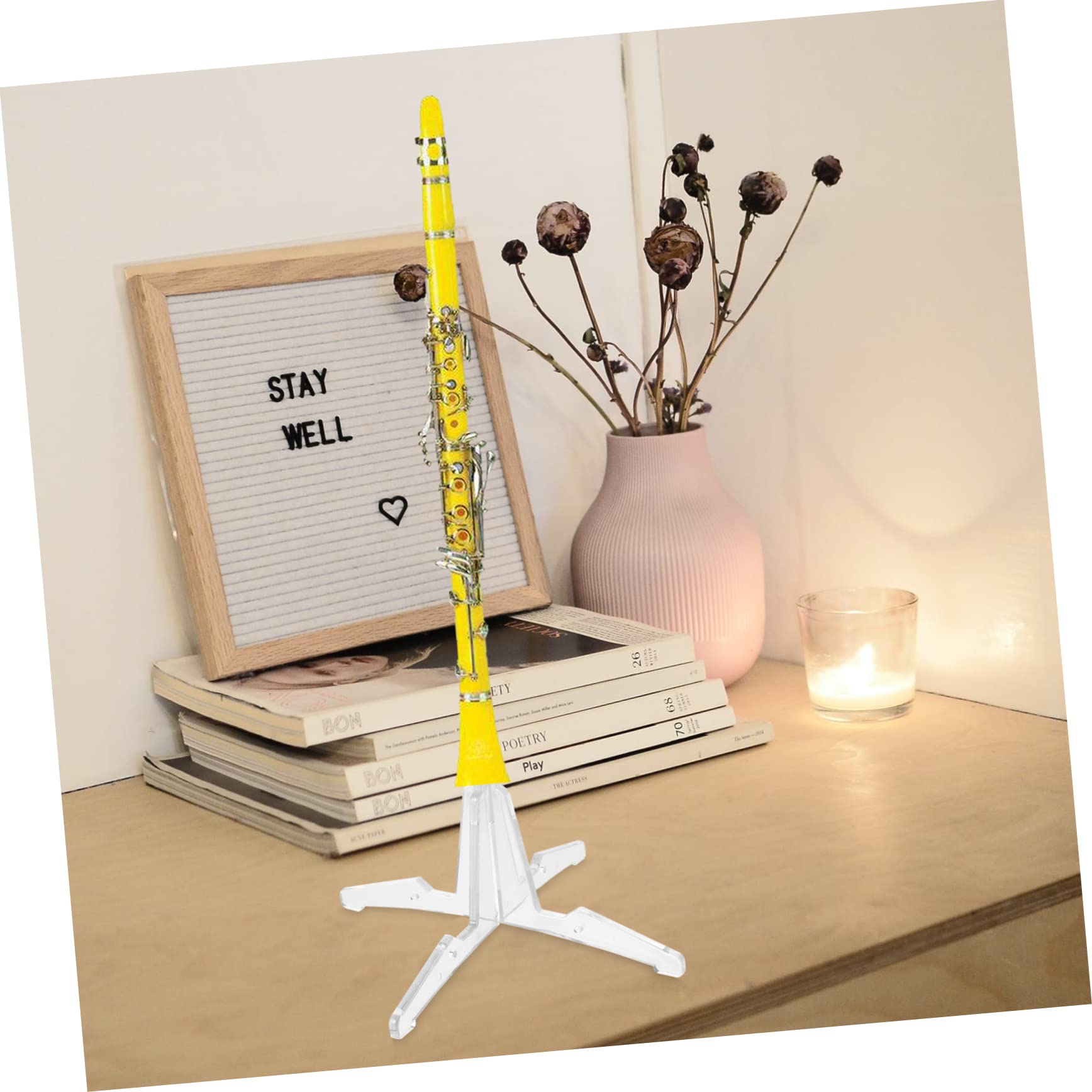 CIMAXIC Elegant Clarinet Stand Holder Detachable Flute Stand Smooth Surface Protects Wooden Floor Easy to Store