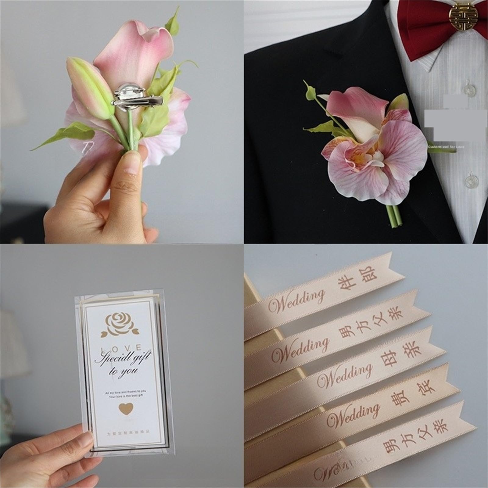 Ansteckblume BräUtigam Lilien-Orchideen-Hochzeits-Boutonniere for Trauzeugen, Brautjungfern und Bräute | Wrist flower