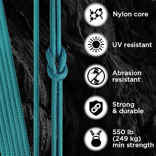 Vista 185 de TECEUM - Cuerda resistente 1000 de 1000 / 200 / 100 / 50 pies, más de 40 colores, cuerda para supervivencia y campamento, cuerda de nailon Patriot