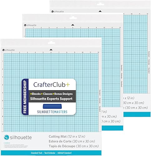 Silhouette America CUT-MAT-12-3T Cameo - Alfombrilla cortada para todas las versiones (paquete de 3) con 50 diseños