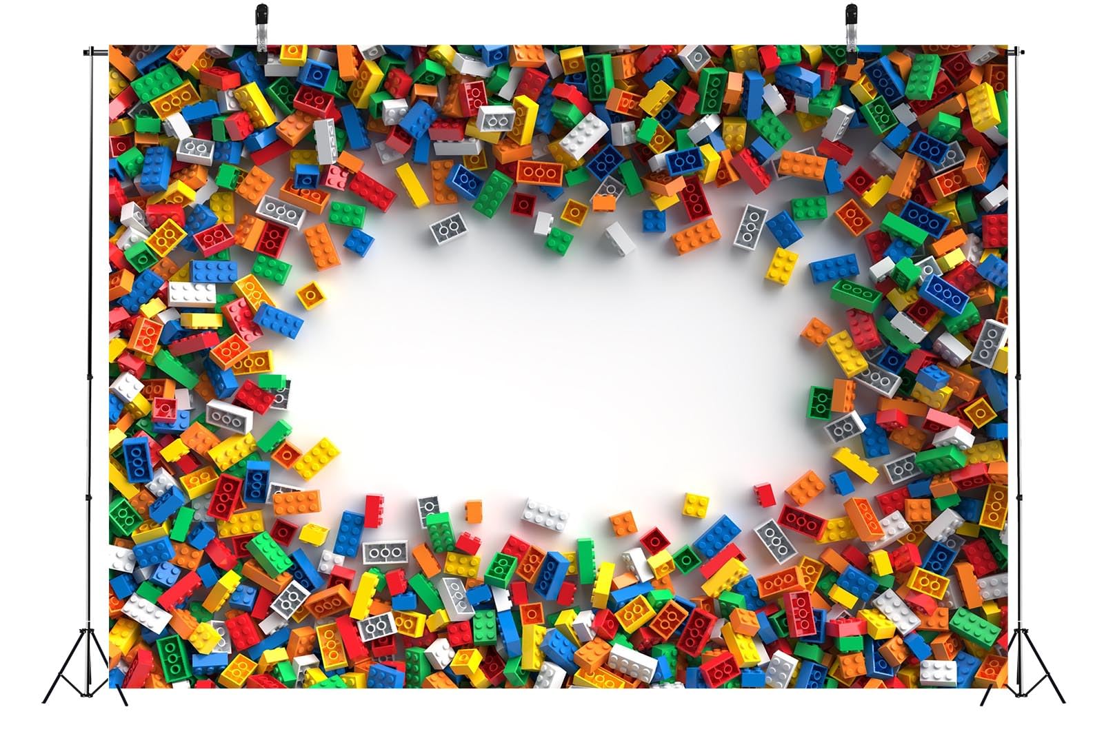 BELECO 3x2.5m Tessuto Variopinti Blocchi Fondale, Bambini Mattoncini Costruzione Tema Compleanno Festa, Mattonelle Giocattolo Colorate Scaglie Edificio Scenario, Baby Shower Accessori Foto