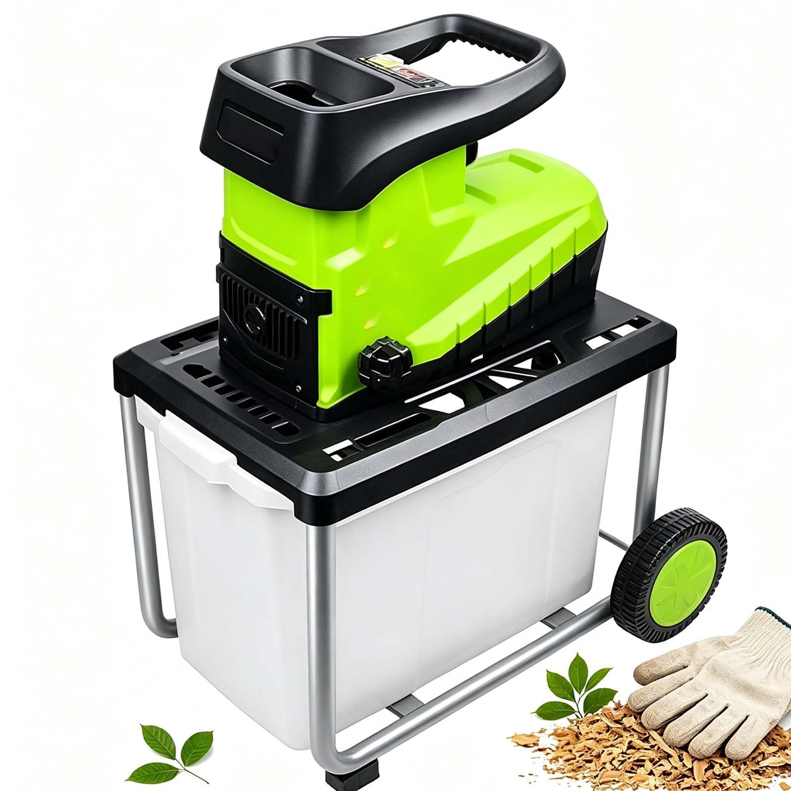 Trituradora De Ramas Y Madera, Biotrituradora Eléctrica De Jardín De 2800 W Con Capacidad De Corte De 45 Mm, Bolsa Extraíble De 60 L, Cuchillas Reversibles Y Sistemas De Seguridad