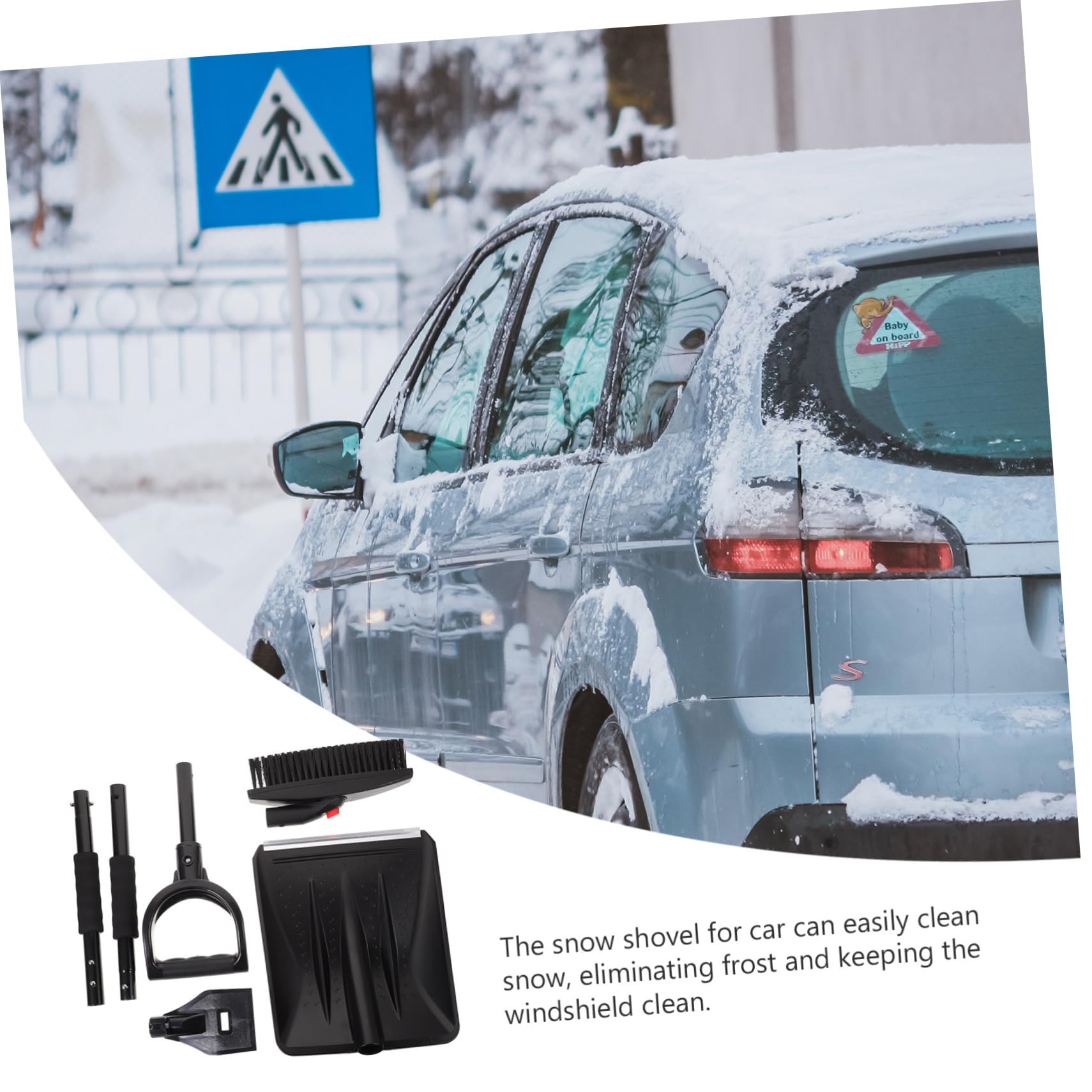 Auto Schneeschaufel und Eiskratzer für Winter, Edelstahl Abs Schwarz