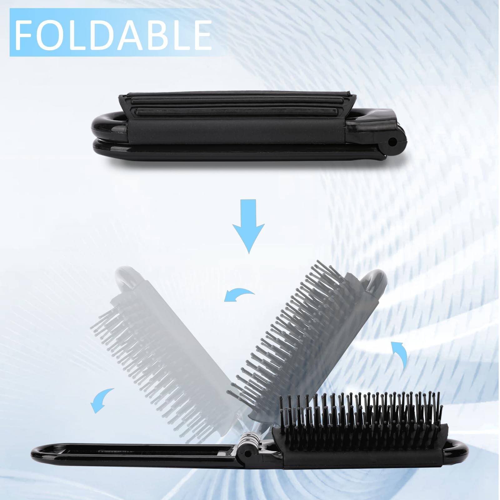 Travel Folding Hair Brush With Mirror, 2 Pack Small Foldable Pocket Size Comb, Mini Massage Styling Tools - Image 2