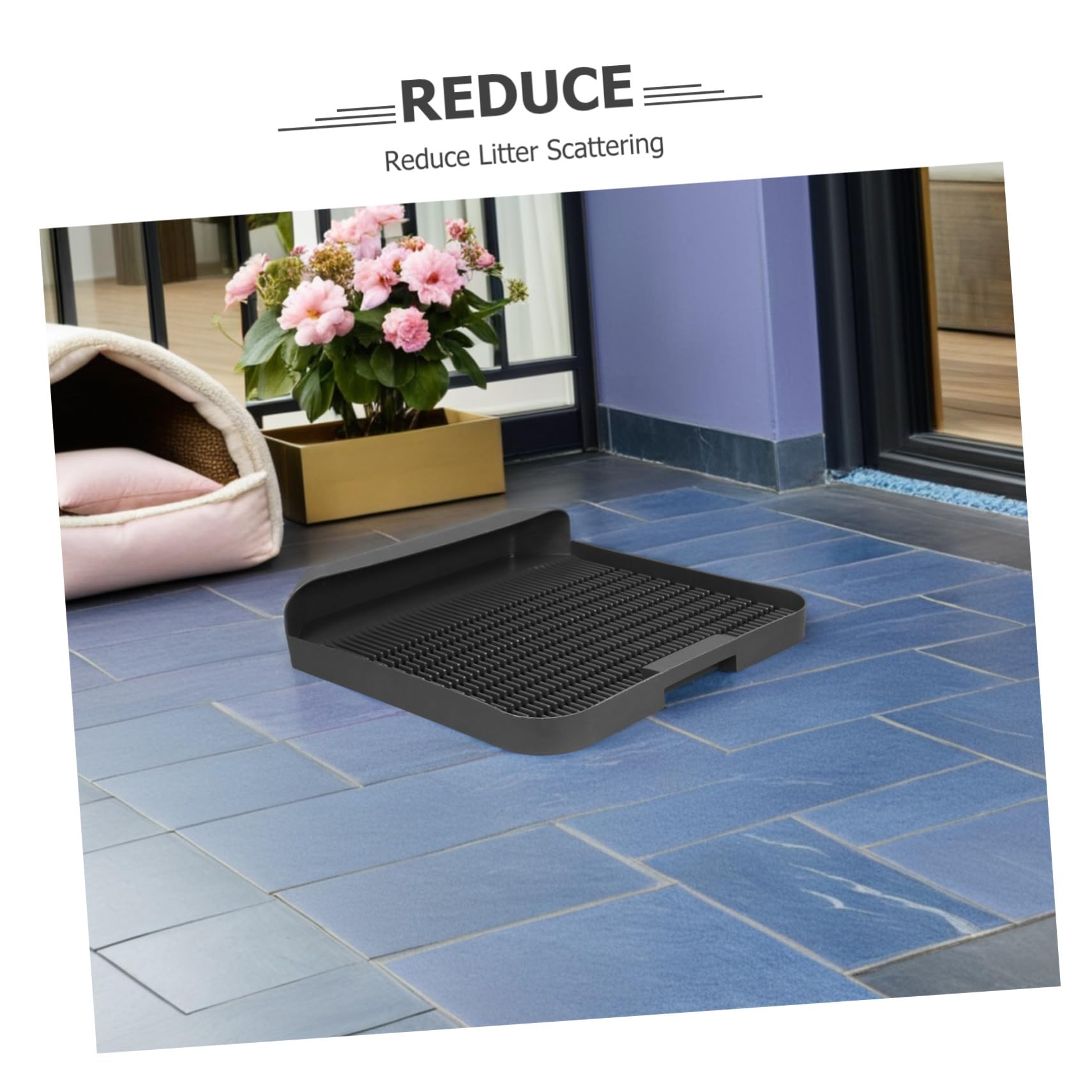 KOMBIUDA Cat Litter Tray Mat Non-slip Plastic Pad For Scatter Control Easy To Clean Lightweight And Portable