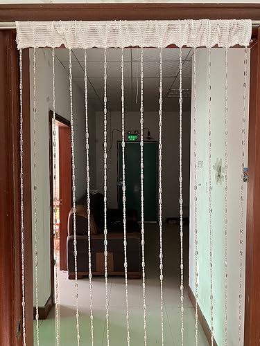 Miniatura 4 de ZiDeTang Cortina de puerta con cuentas de acrílico, decoración del hogar, cortina divisora de habitación con borlas (39.4 x 76.8 in, transparente)