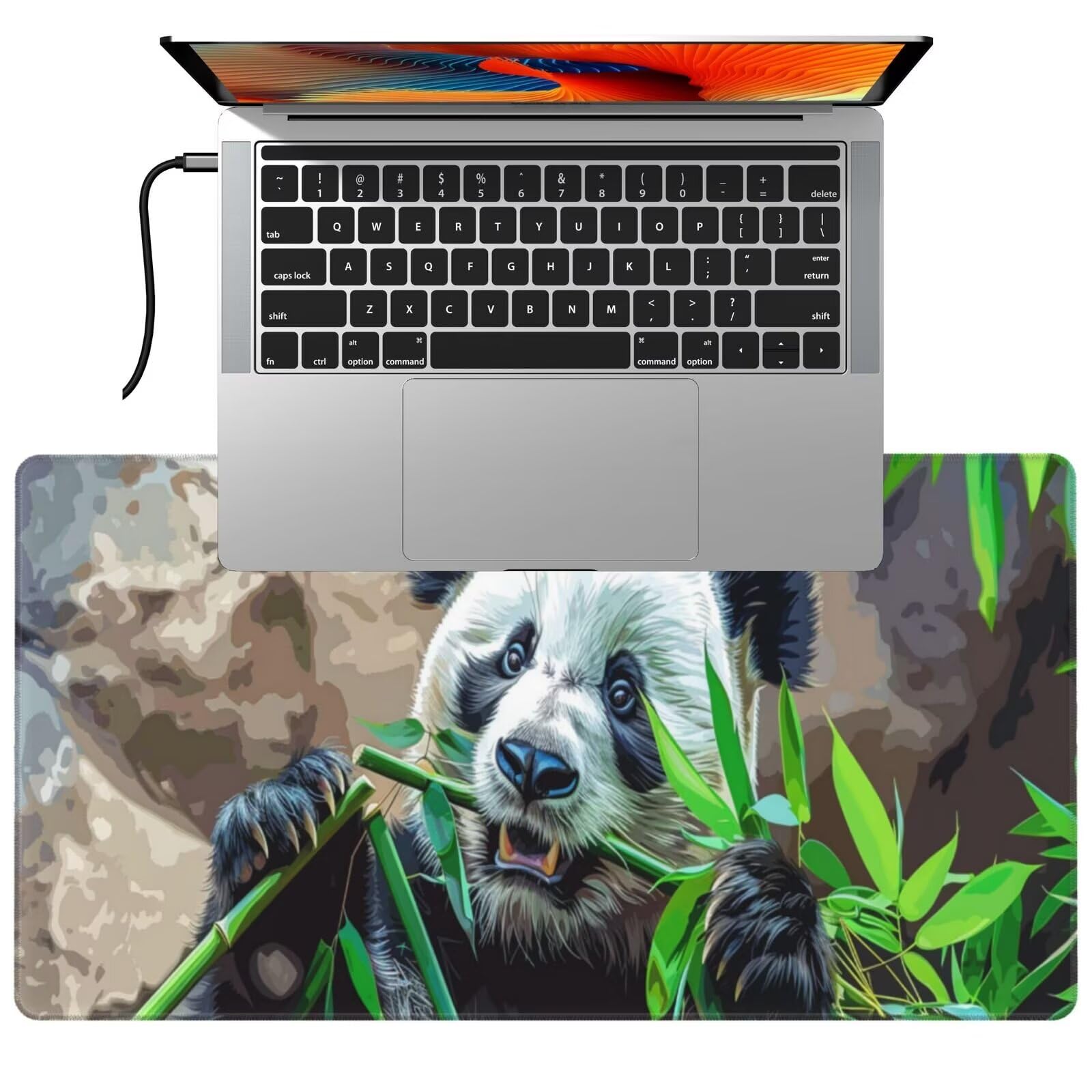 Tappetino Mouse animale Panda gigante tappetino mouse xxl gaming 1200x600x3mm Grande Tappetino per mouse waterproof，superficie prova di versamento e base antiscivolo，casa Ufficio scrivania Decor F62