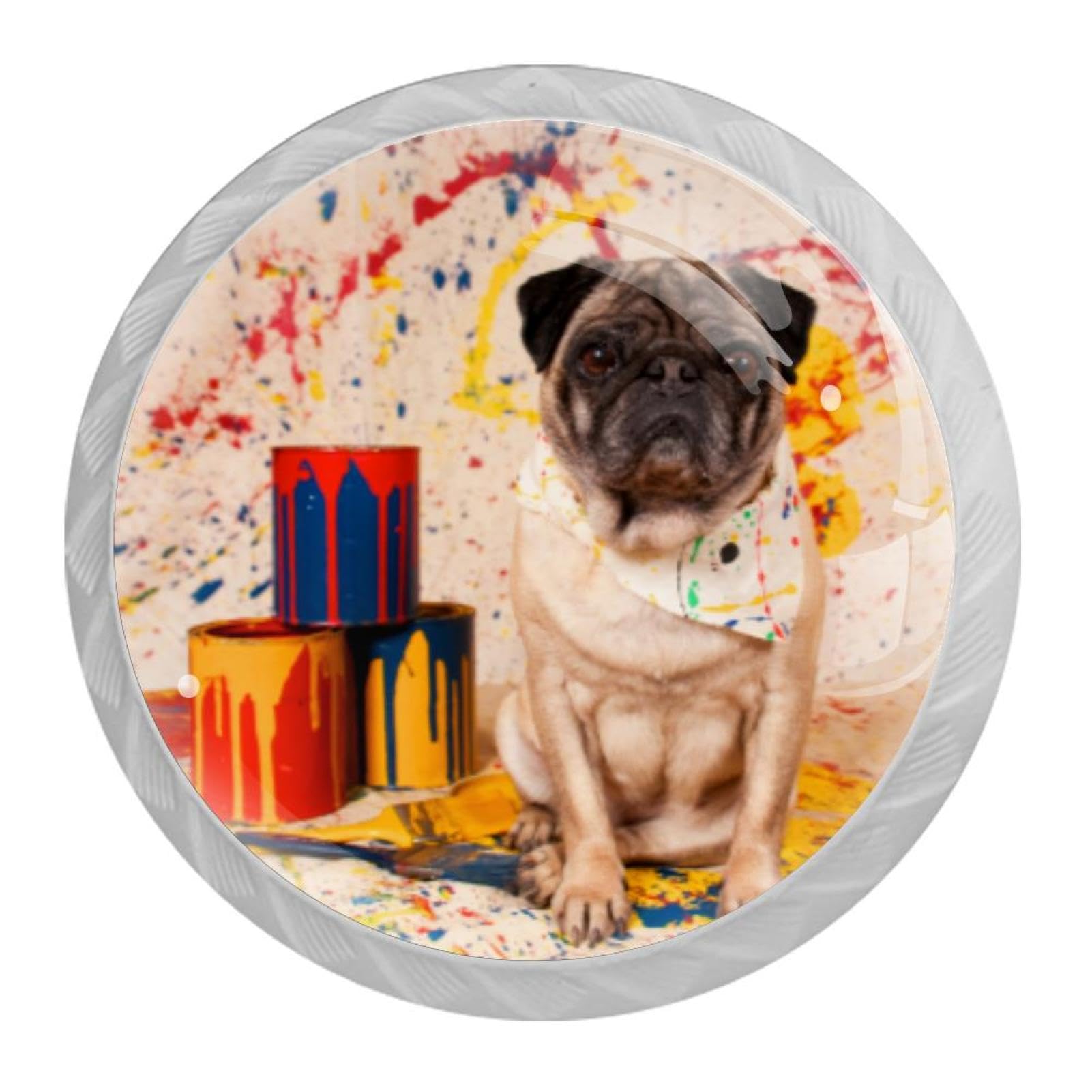 Tqmspg 4 Pieces Drawer Pulls Pug Door Knobs Dresser Handles for Kitchen Wardrobe Cupboard Hardware Furniture