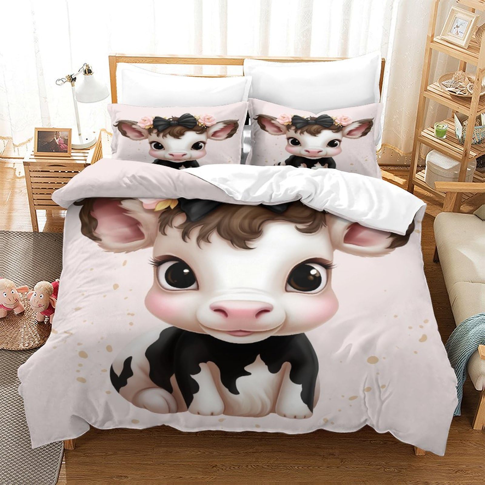 Parure de lit vache imprimé 3D pour une chambre cosy et douce