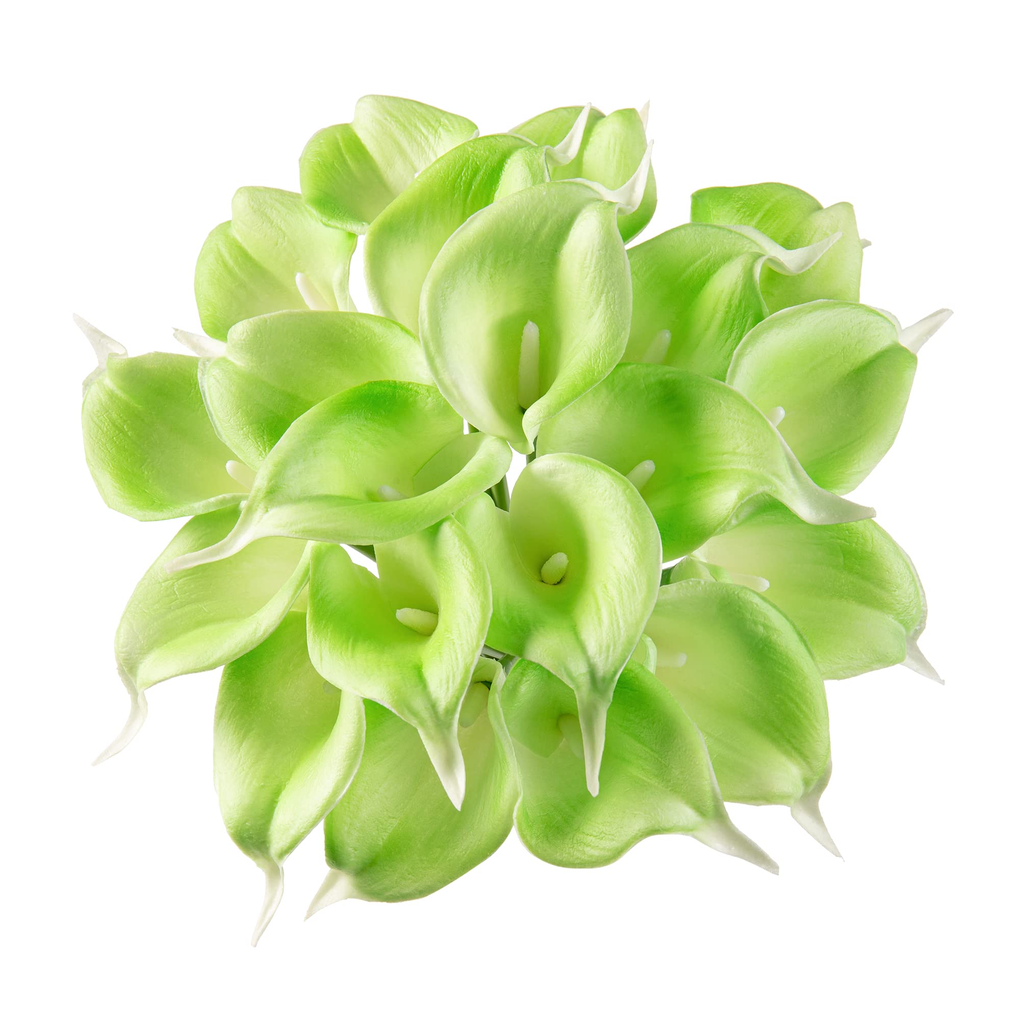 Duhouse Green 20Pcs Artificial Calla Lily Flower Real Touch Latex Flowers For Diy Wedding Bouquet Party Home Decor (Green)