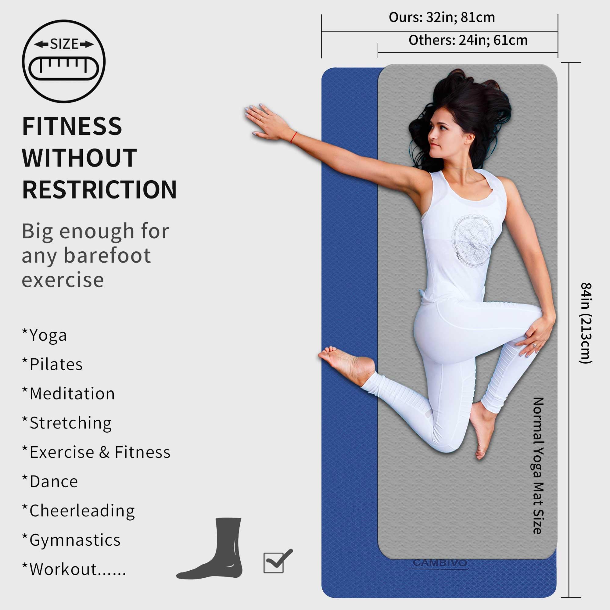 CAMBIVO XXL Yogamatte 213 x 81 cm, 6mm dick, rutschfest und gelenkschonend, extra lange TPE Fitnessmatte für große Menschen, Yoga, Pilates, Gymnastik, Bodentraining und Home Workout