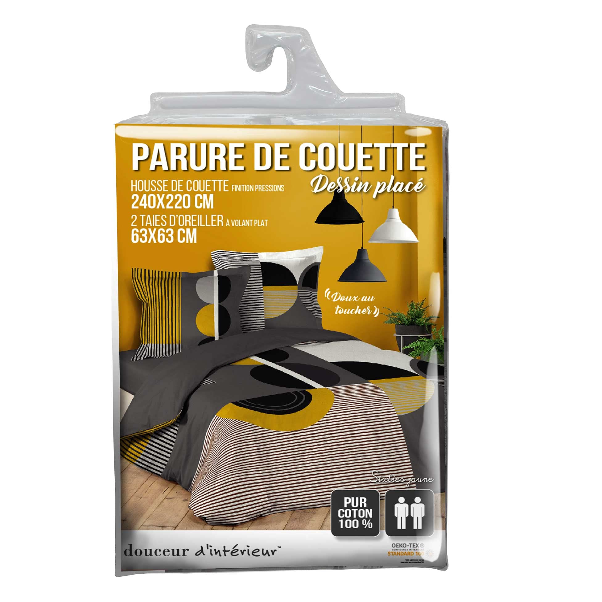 Parure Letto 3 Pezzi Douceur D'Intérieur - Copripiumino 240x220cm + 2 Federe 63x63cm In Cotone - Foto 8