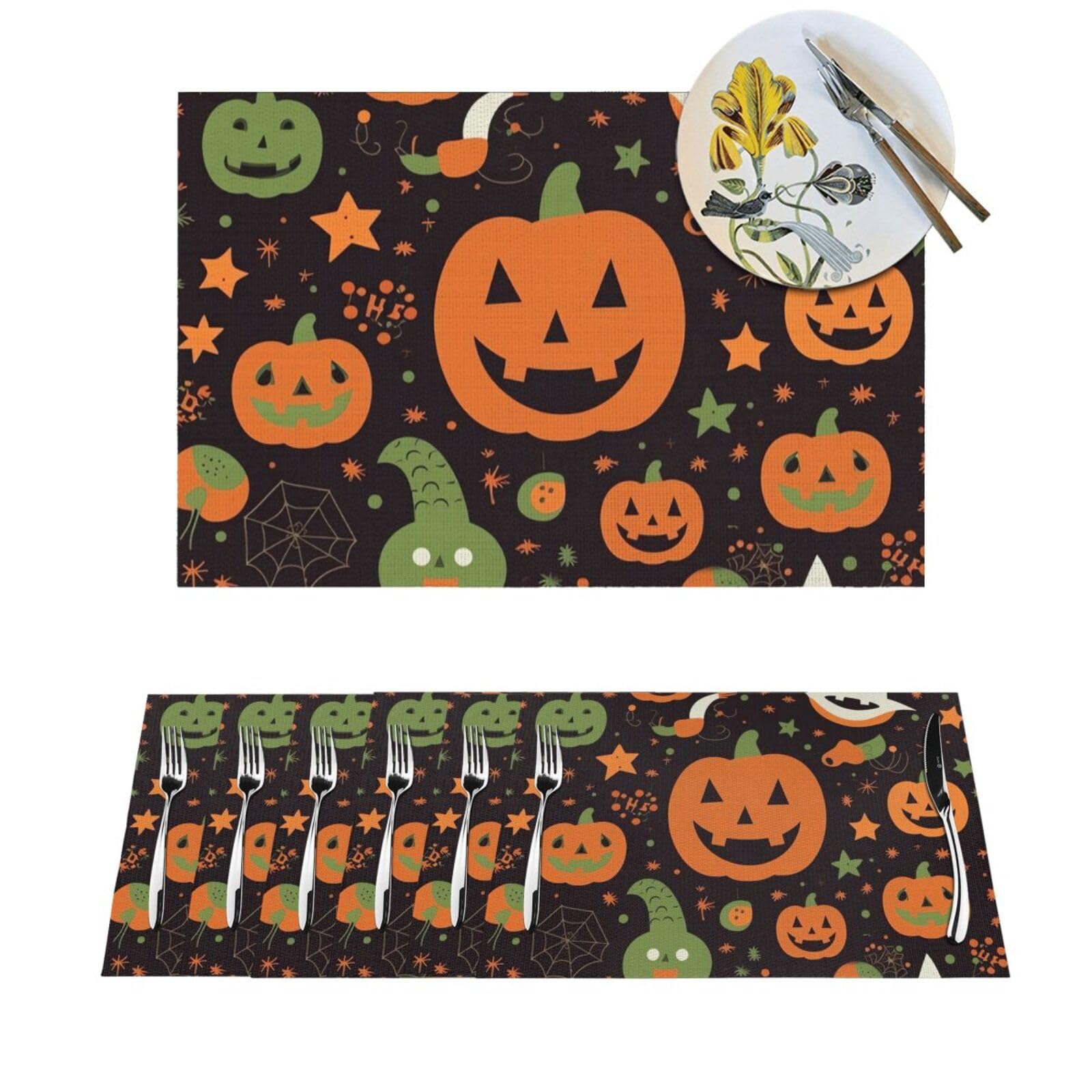 Sets de table Happy Halloween en PVC tisse antiderapant lot de 4