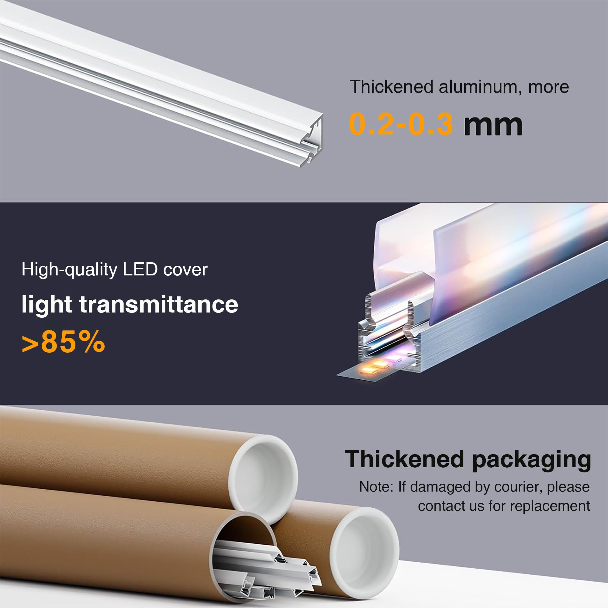 Éclairage LED pour bord de vitrine, 10 LED en aluminium, 2 m, sol en verre de 6 à 8 mm, profilé en U découpable, éclairage de sol en verre pour étagères de présentation, vitrines, bars