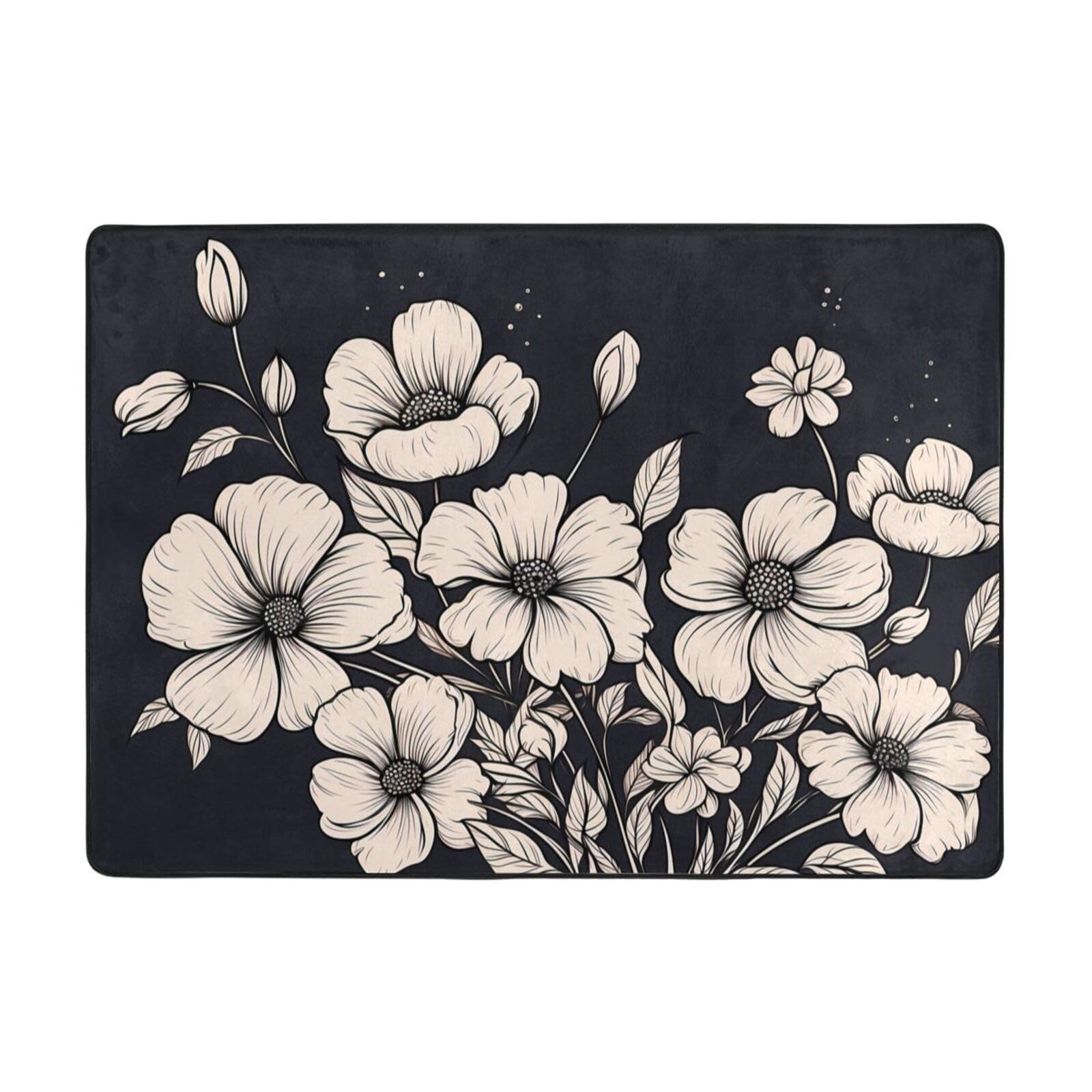 Tapis fleurs rose clair flanelle grand format pour chambre