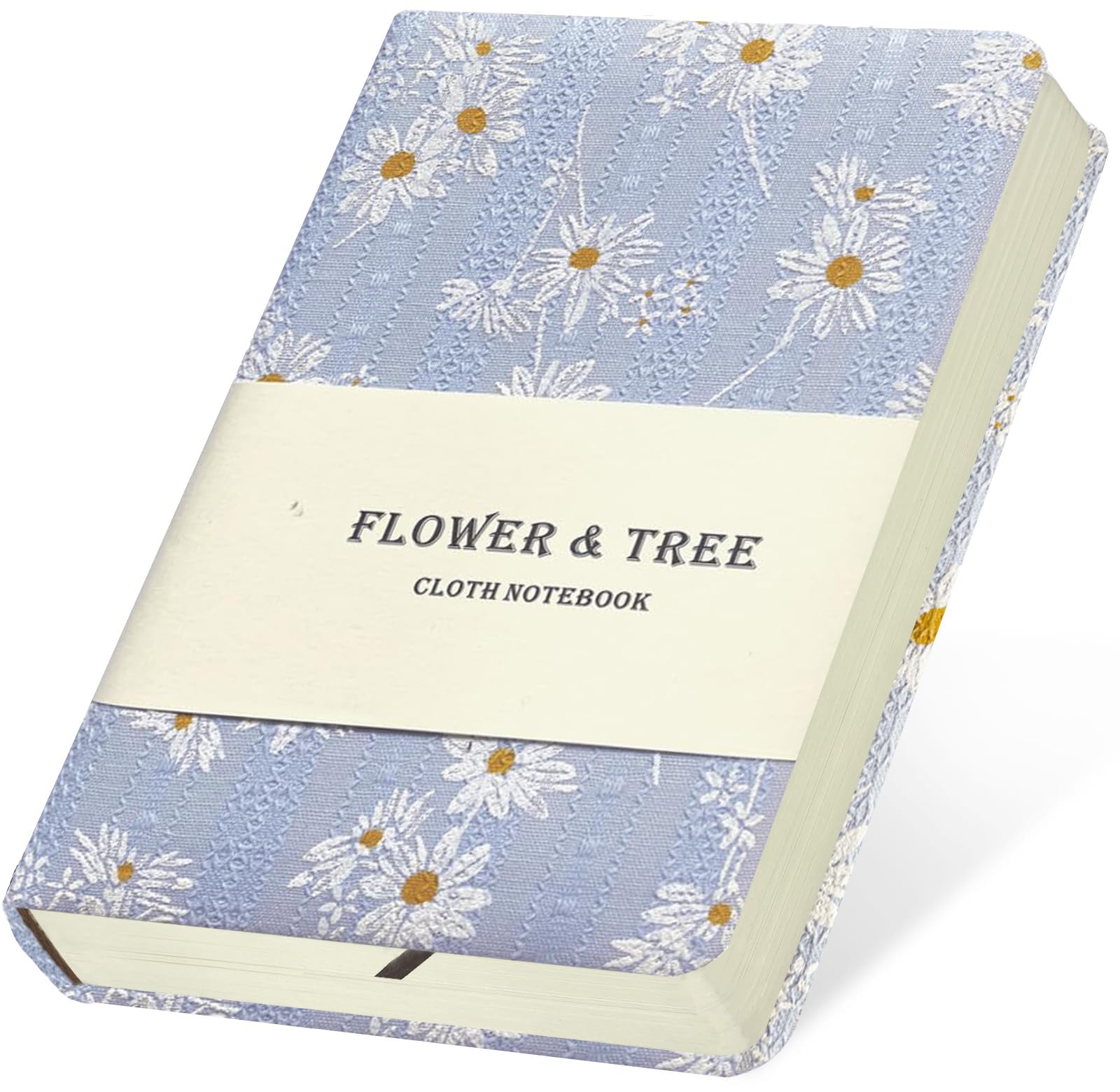 ipoul Daisy Gifts for Women, A6 Pocket Notebook, Floral Fabric Journal, 4x6 Lined Notebook & Blank Sketchbook, Cute Small Notebook, Daisy Floret Blue