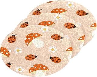 Ladybugs Mushroom Floral Kitchen Sponges Cleaning Dish Sponges Non-Scratch Natural Scrubber Sponge for Kitchen Bathroom Cars, pack of 3
