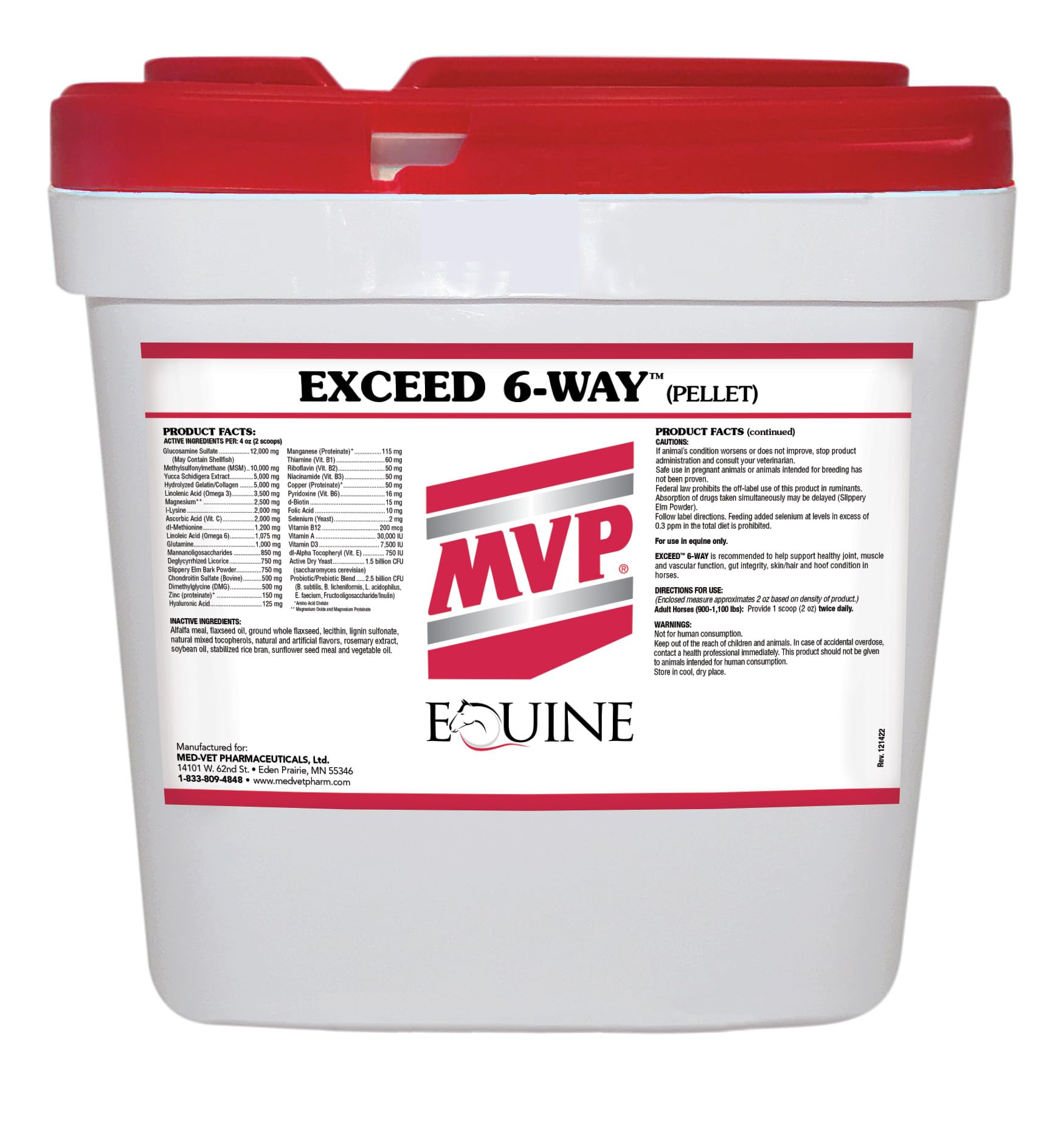 MVP Exceed 6-Way (32lb) High Level Performance Horse Support Pellets. Joint, hoof, Hair, gastric, Digestion and Muscle Support.