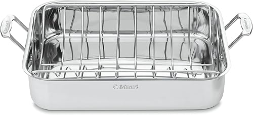 Fuente rectangular para horno Cuisinart 7117-16UR clásico de chef de acero inoxidable de 16 pulgadas con bandeja Rejilla para asador 16 pulgadas none
