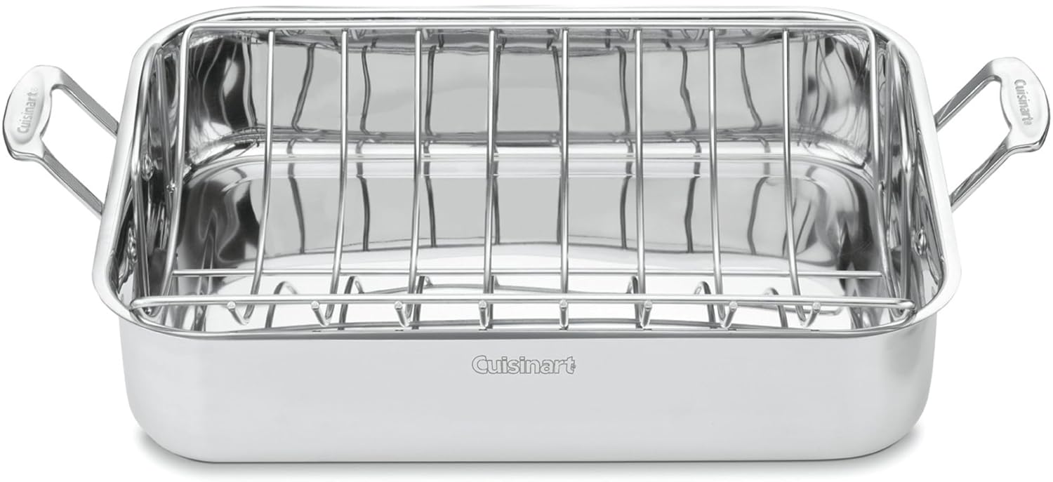 Cuisinart 16-Inch Roaster Chefs Classic Rectangular Roaster with Rack Stainless Steel 7117-16URP1