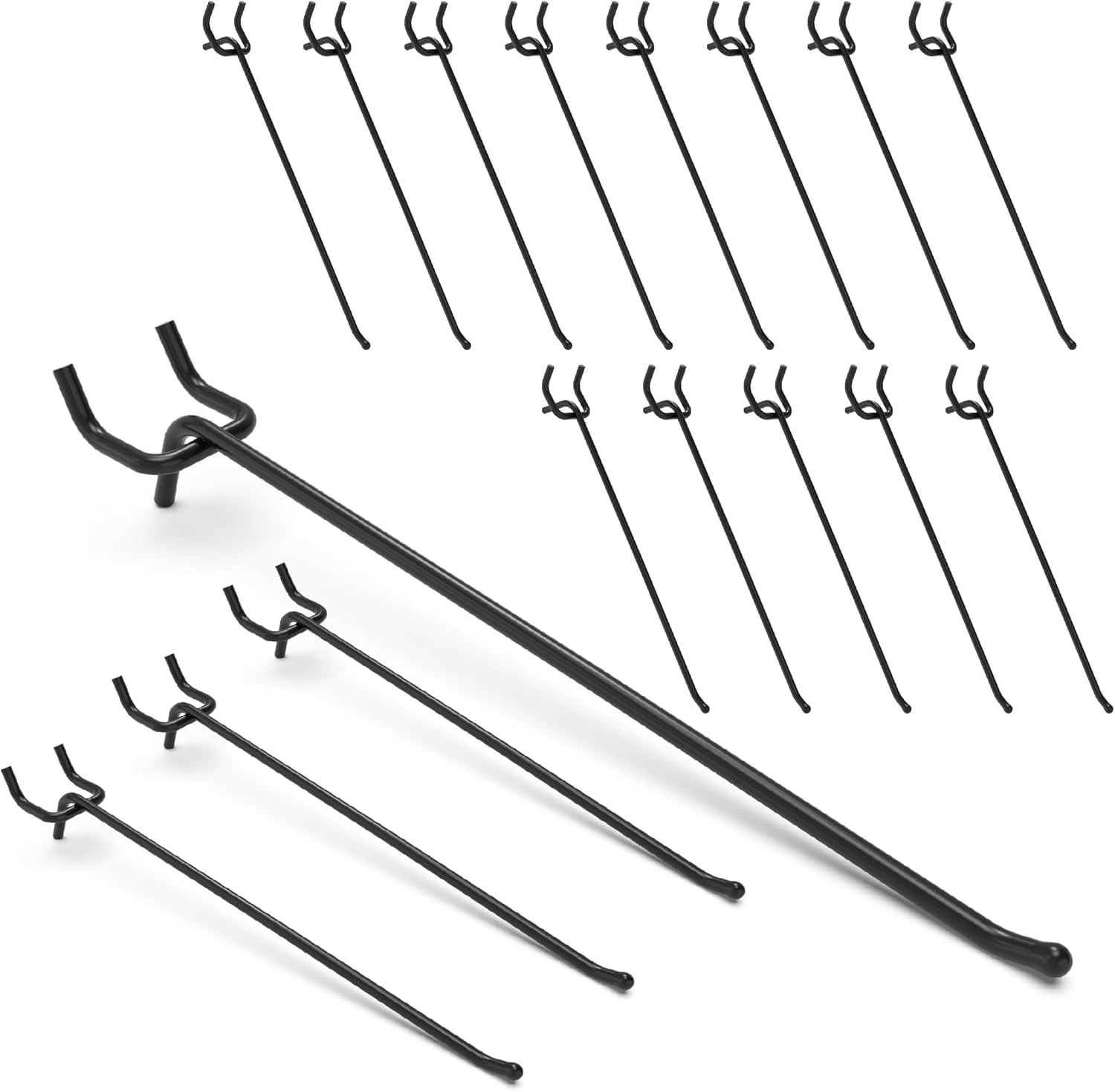 Heavy Duty Pegboard Hooks 10 Inch - 50 pcs Peg Board Hooks for Hanging, Black Metal Pegboard Organizer Accessories Garage, Workshop, Home, and Store