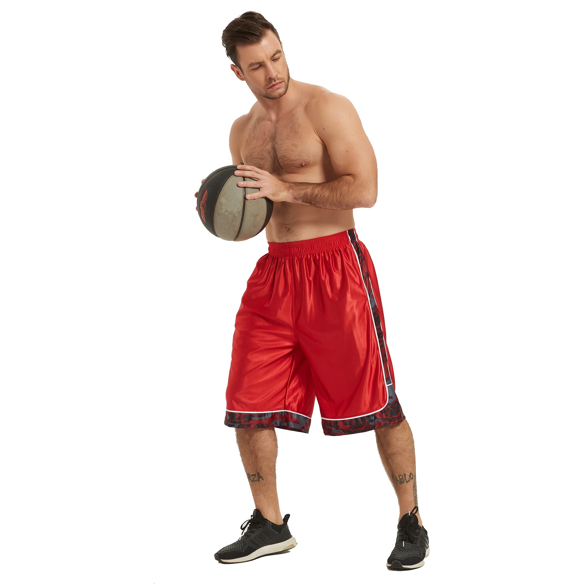 Hquec Mens 12 Athletic Shorts Long Basketball Workout Shorts Below