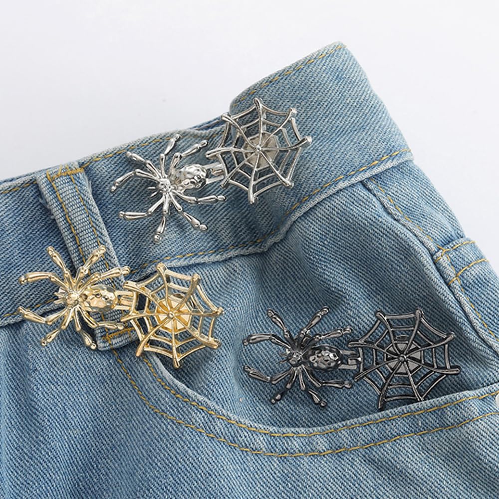 3 juegos de botones de repuesto para jeans sueltos, pantalones de telaraña reutilizables, tensores de cintura, botones de metal arácnidos, sin costura, para jeans, faldas, mangas, suéteres, accesorios