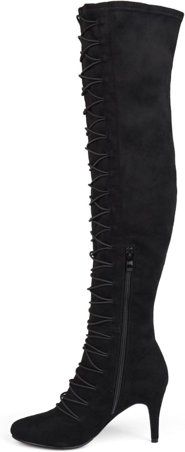Brinley Co. Womens Regular and Wide Calf Vintage Almond Toe Over-the-knee Boots Black, 7 Regular US