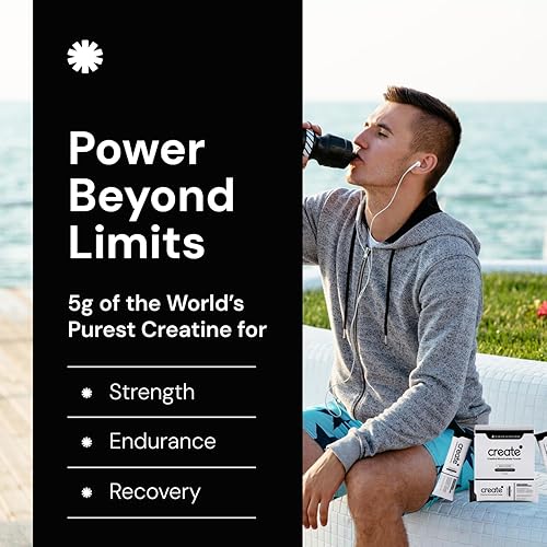 Miniatura 6 de Create Monohidrato de creatina en polvo de una sola porción  0.18 oz de creatina creapura  Redefiniendo la fuerza, la energía y la recuperación  Sin