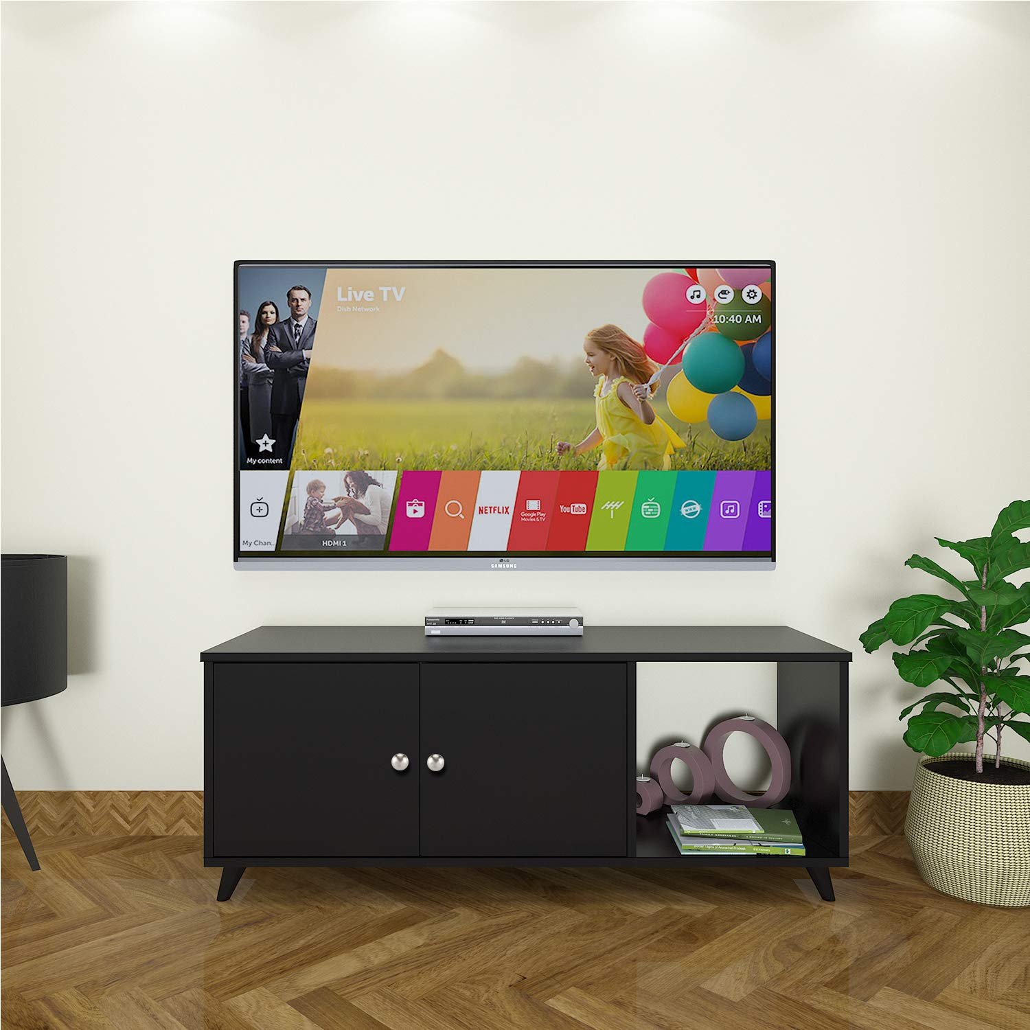 Klaxon Ibis Engineered Wood Entertainment TV Unit (Black)-image-18
