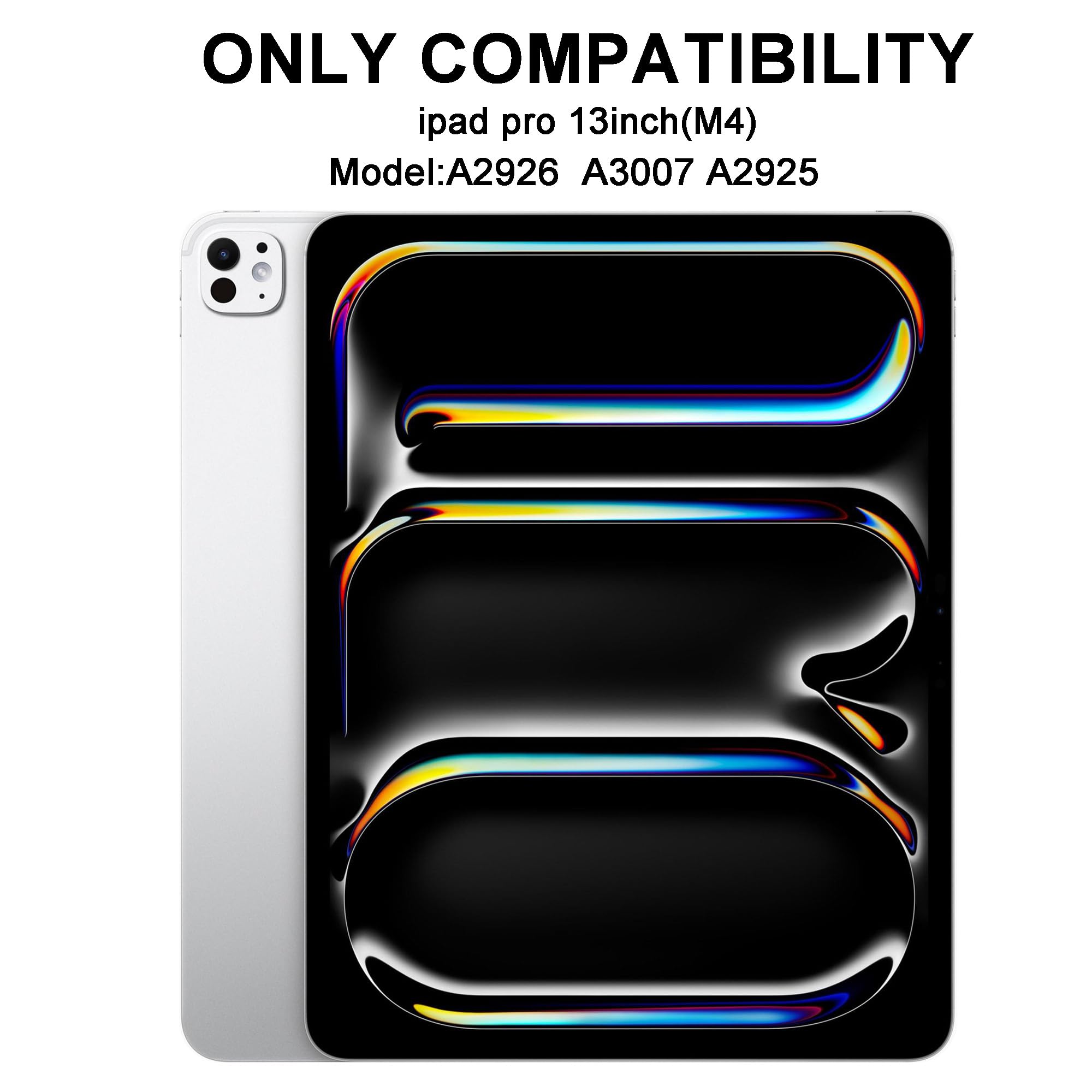 Keyboard Case for iPad Pro 13-inch (M4) 2024: Bluetooth Keyboard with 7 Colors Backlit Slim Folio Wireless?Multi Touch Trackpad - Compatible with iPad Pro 13 inch M4,Black