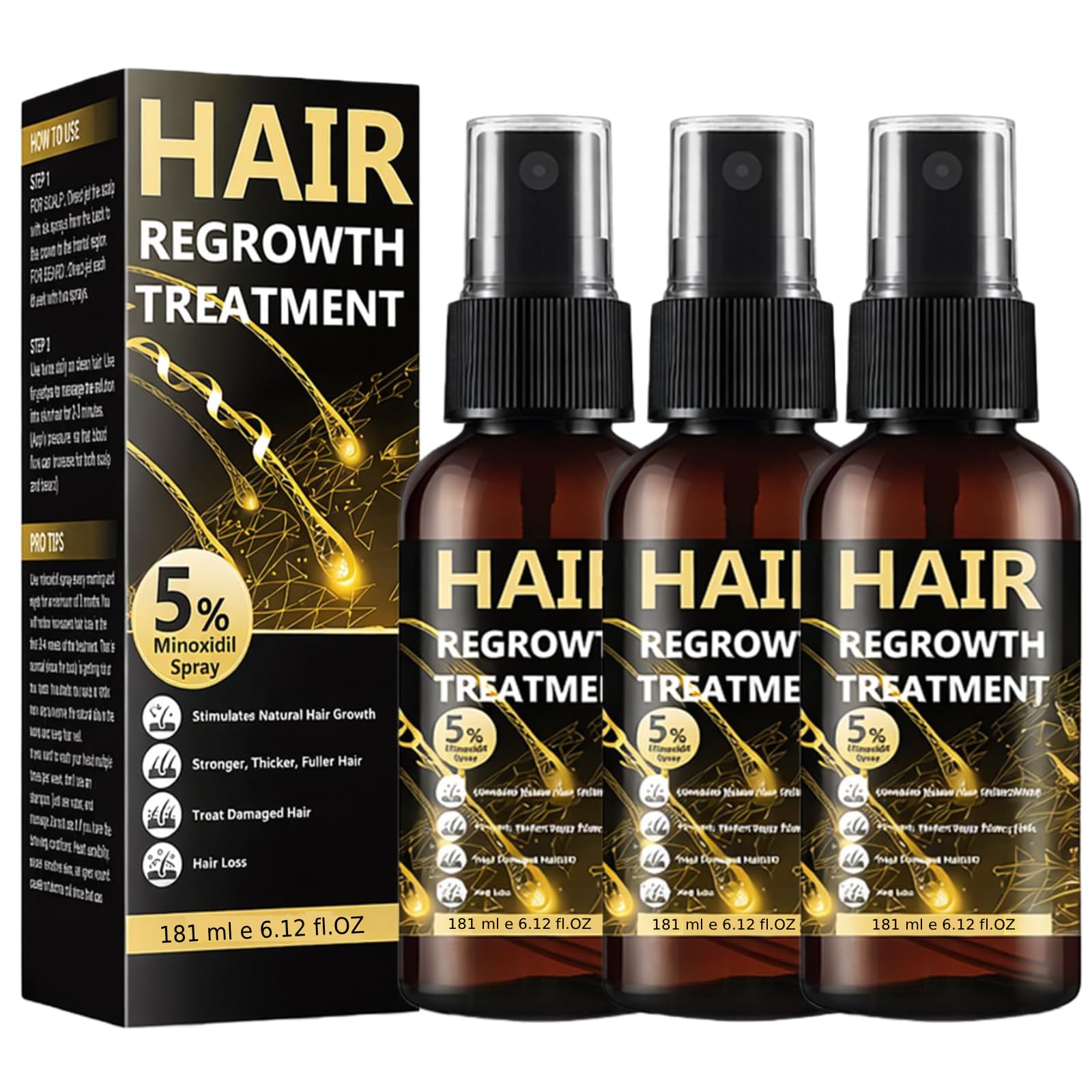 5 Minoxidil for Men Women Advanced Formula Hair Regrowth Spray and Topical Solution for Thinning Hair and Beard