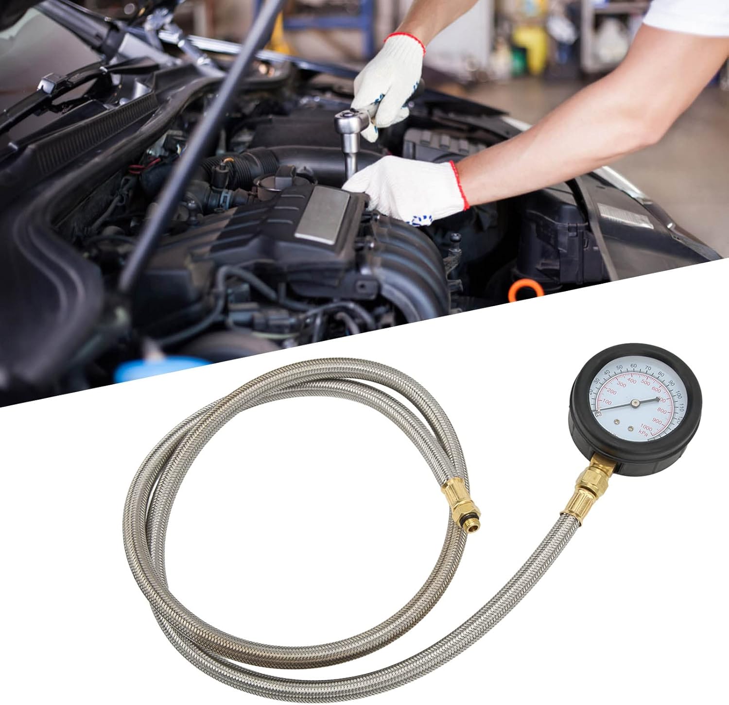 Tyenaza Oil Pressure Tester Kit Universal Fuel Injection Pump Diagnostic Tool for Most Vehicles Fuel Pressure Tester