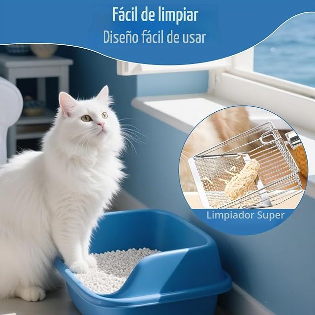 Foto 5 de 7 de Ziyonix Pala Arenero Gato, Metal Pala para Gatos con Almacenamiento de Base de Plástico
