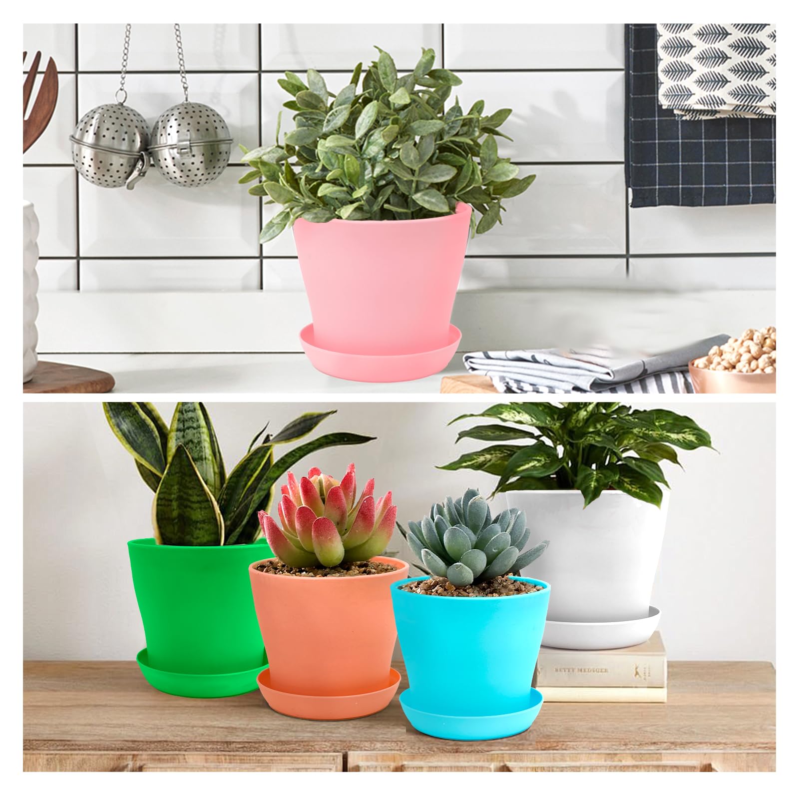 Plant Outdoor, 8 Small Plastic Pots, 10cm Flower Pots, Orchid Pots, Eight Colours, eight - Image 3