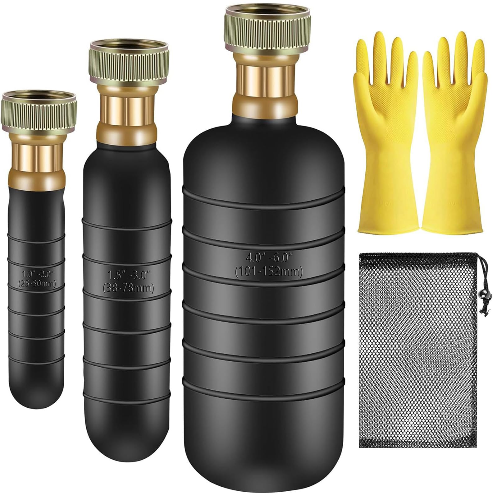 Kalttoy Multicolor Upgraded Rubber Pipe Unclogger Set 3 Sizes Drain For 1In-6In Pipes No Plumber Needed Rubber Drain Bladder Expander