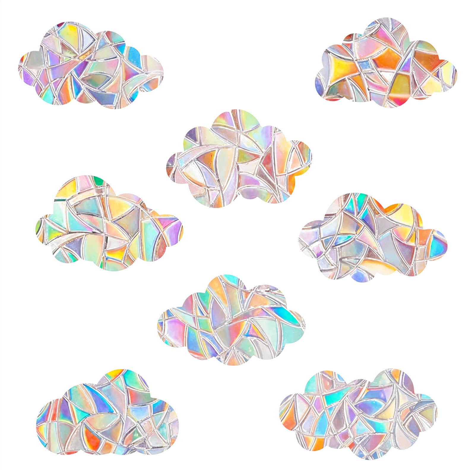 24 Pcs Anti Collision Windows Stickers Rainbow Clouds Window Decals to Prevent Bird Strikes Cloud Window Clings Strike Prevention for Home Decor Glass Suncatcher Sticker for Glass Doors Windows