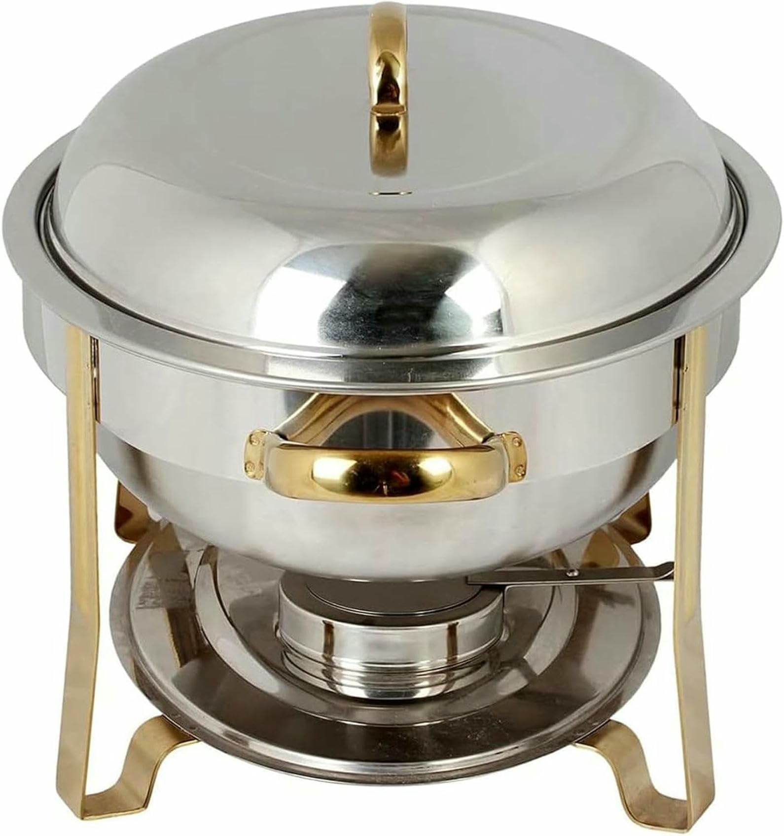 Chafing Dish Ovale da 6 Litri, Set di Scaldavivande in Acciaio Inox 201, Vassoio di Dimensioni Standard, con Teglia per Alimenti, Teglia per L'Acqua, Telaio, Coperchio E,Silver