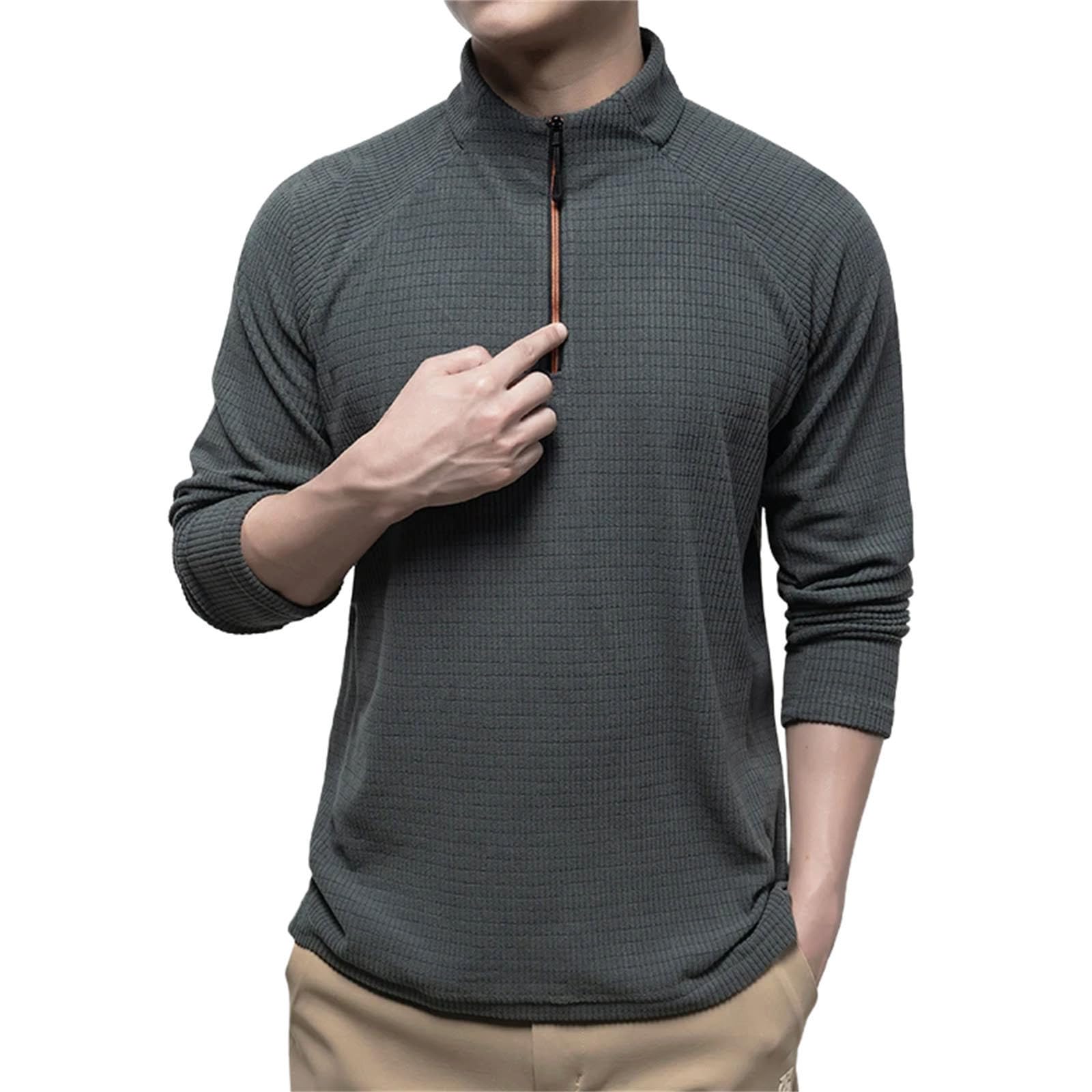 T-shirt da uomo a maniche lunghe traspirante con scollo rotondo a mezza zip a maniche lunghe Sport traspirante Pullover