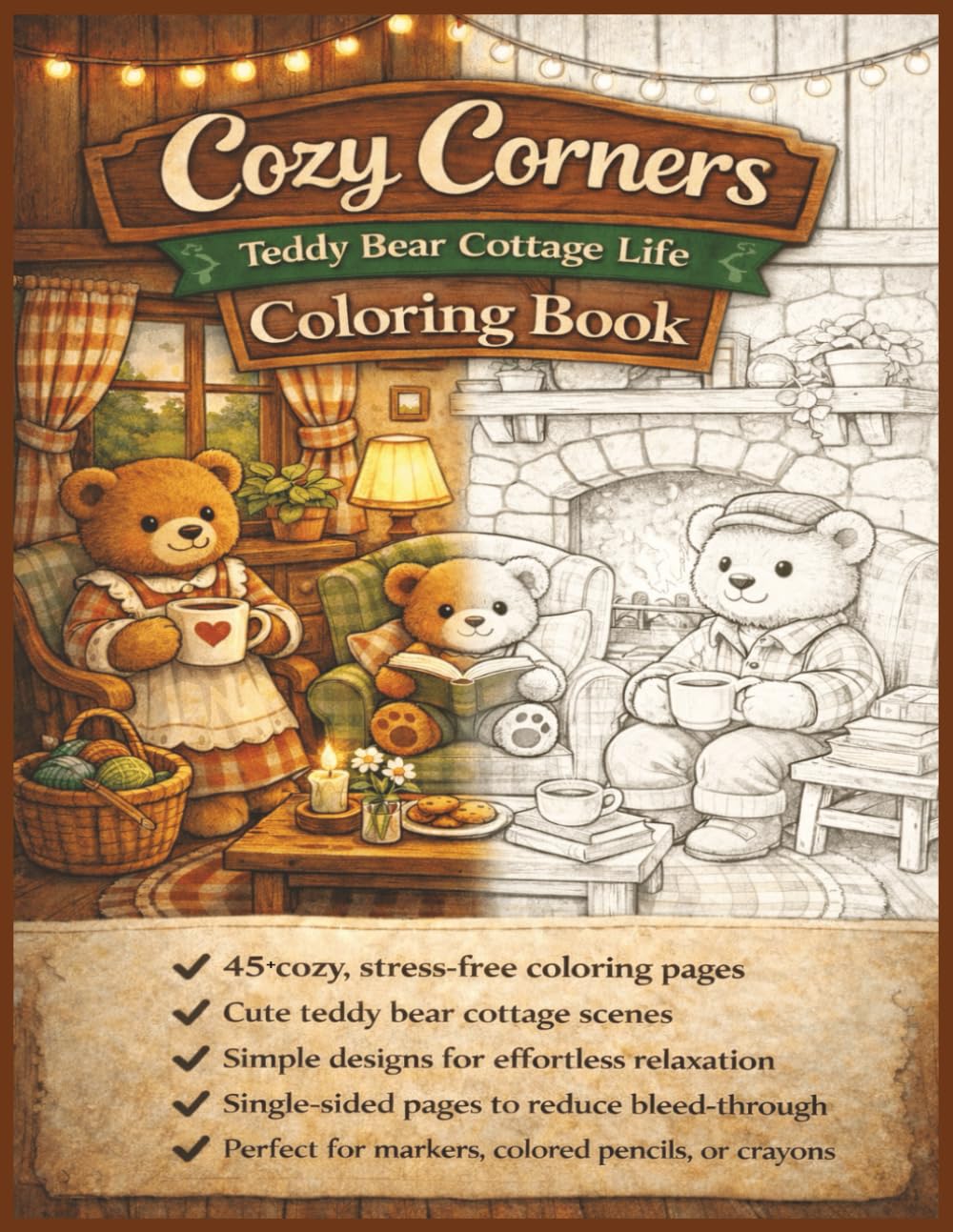 Cozy Corners Coloring Book for Adults: Simple & Relaxing Cute Designs for Stress Relief, Mindfulness, and Calm (Cozy Corners Coloring Collection)