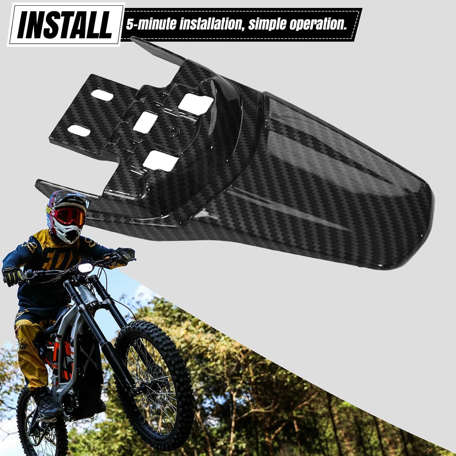 Rear Fender Imitation Carbon Fiber Sur Ron Fender Dirt Bike Rear Mud Guard Back Mudguard Protector for Electric Bike Sur Ron X/S/Surron/Light Bee / X160 / X260